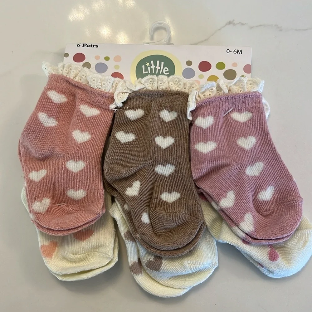 Little Me heart ruffle socks baby girl 0-6 months